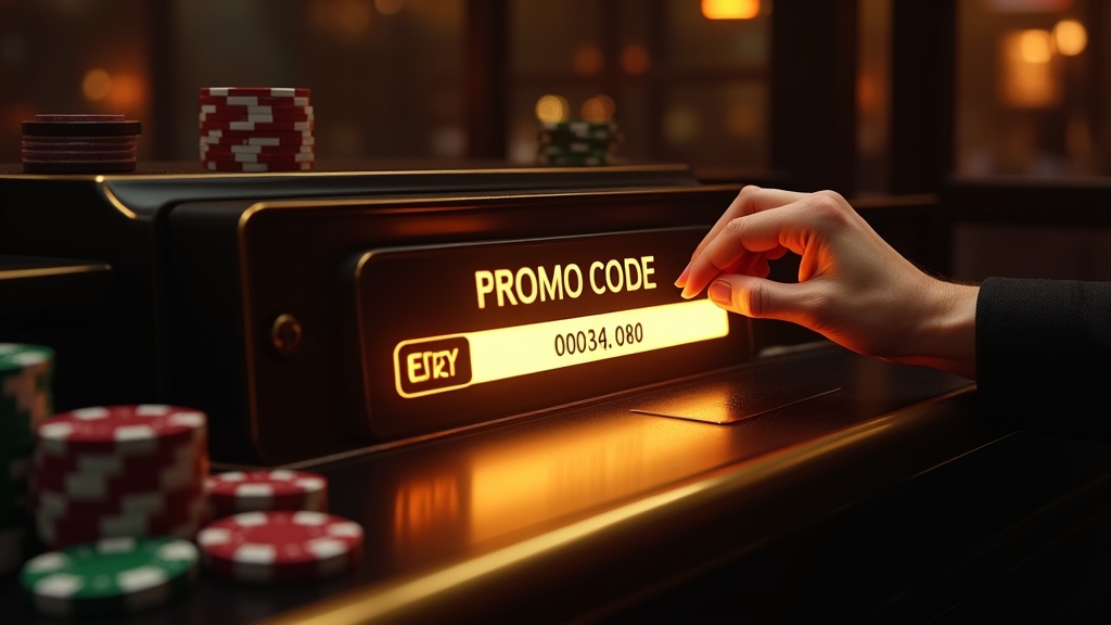 Dunkle Casino-Registrierung mit leuchtendem Feld für den Bonuscode